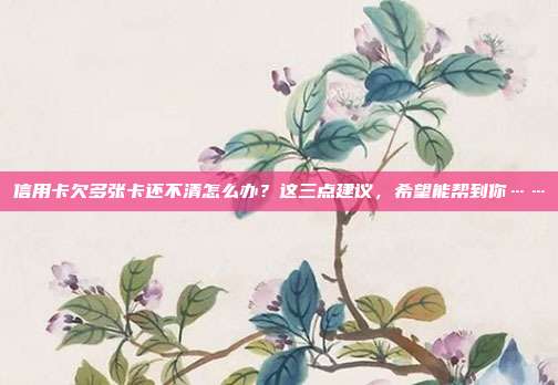 信用卡欠多张卡还不清怎么办？这三点建议，希望能帮到你……
