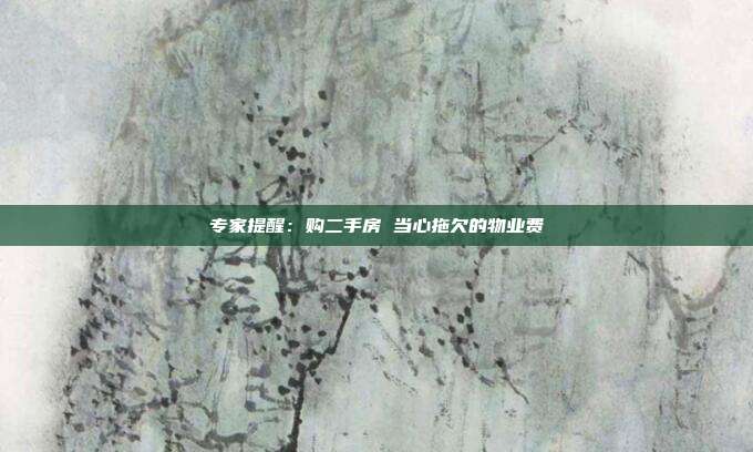 专家提醒:购二手房 当心拖欠的物业费