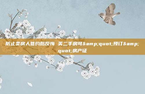 防止卖房人签约后反悔 买二手房可&quot;预订&quot;房产证