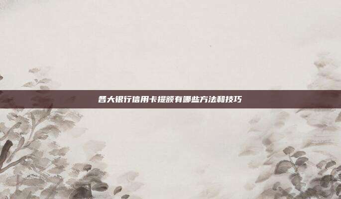 各大银行信用卡提额有哪些方法和技巧