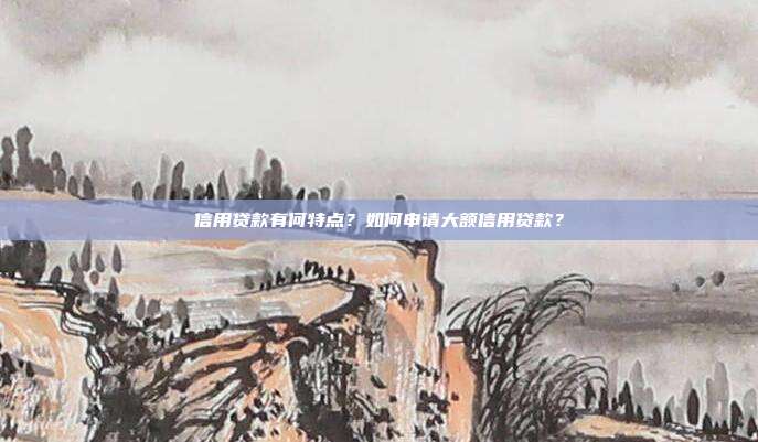 信用贷款有何特点？如何申请大额信用贷款？