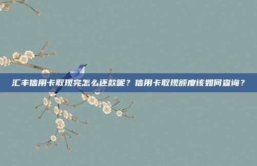 汇丰信用卡取现完怎么还款呢？信用卡取现额度该如何查询？