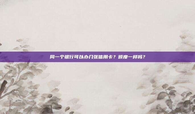 同一个银行可以办几张信用卡？额度一样吗？