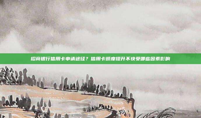 招商银行信用卡申请途径?信用卡额度提升不快受哪些因素影响