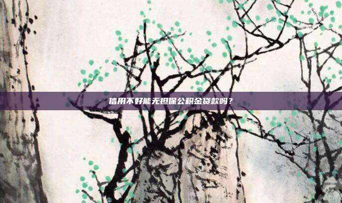 信用不好能无担保公积金贷款吗？
