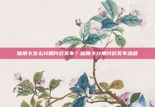 信用卡怎么分期付款买车?信用卡分期付款买车流程