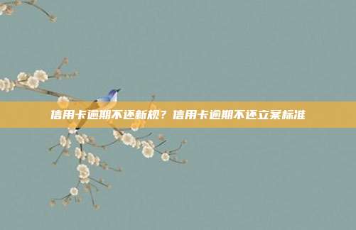 信用卡逾期不还新规？信用卡逾期不还立案标准