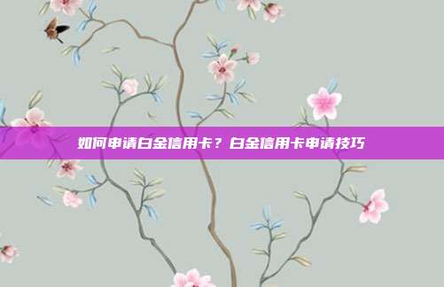 如何申请白金信用卡？白金信用卡申请技巧