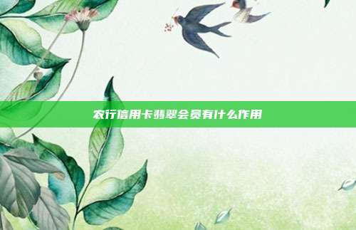 农行信用卡翡翠会员有什么作用