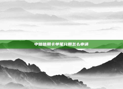 中信信用卡单笔分期怎么申请