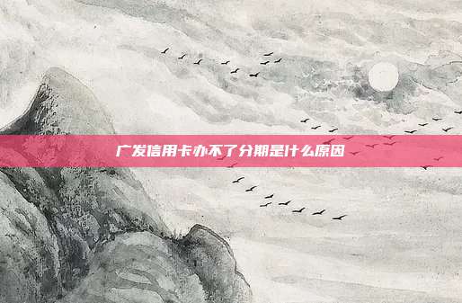 广发信用卡办不了分期是什么原因