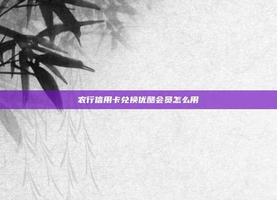 农行信用卡兑换优酷会员怎么用