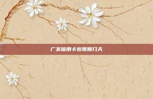 广发信用卡宽限期几天