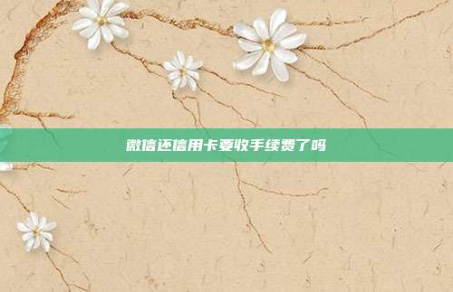 微信还信用卡要收手续费了吗