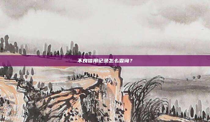 不良信用记录怎么查询？