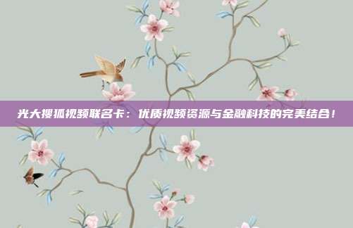 光大搜狐视频联名卡：优质视频资源与金融科技的完美结合！