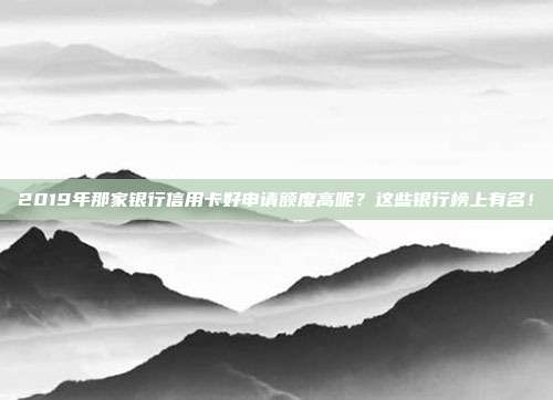 2019年那家银行信用卡好申请额度高呢？这些银行榜上有名！