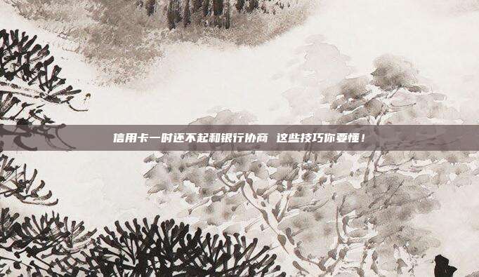 信用卡一时还不起和银行协商 这些技巧你要懂!