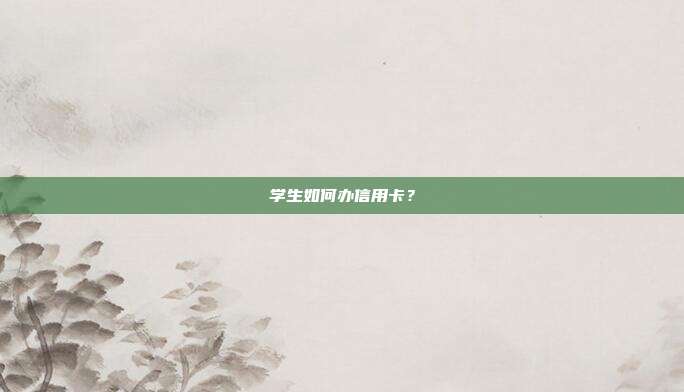 学生如何办信用卡？