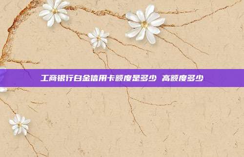 工商银行白金信用卡额度是多少 高额度多少
