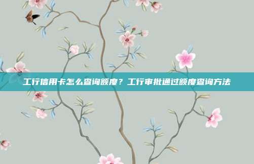 工行信用卡怎么查询额度？工行审批通过额度查询方法