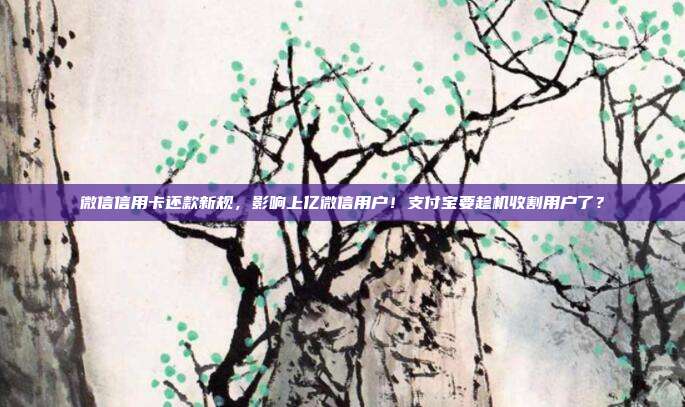 微信信用卡还款新规，影响上亿微信用户！支付宝要趁机收割用户了？