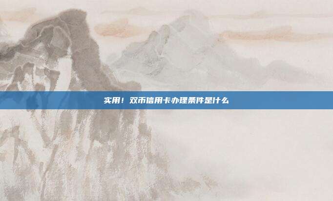 实用！双币信用卡办理条件是什么