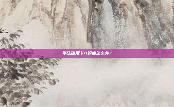 学生信用卡0额度怎么办？