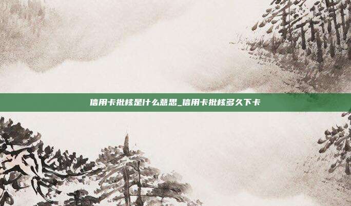信用卡批核是什么意思_信用卡批核多久下卡