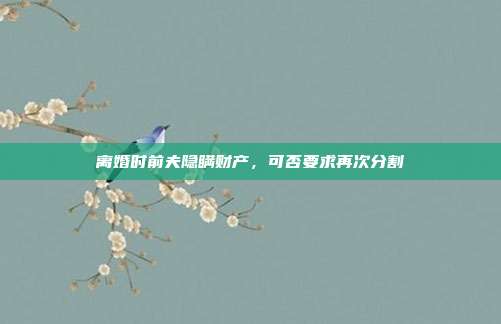 离婚时前夫隐瞒财产，可否要求再次分割