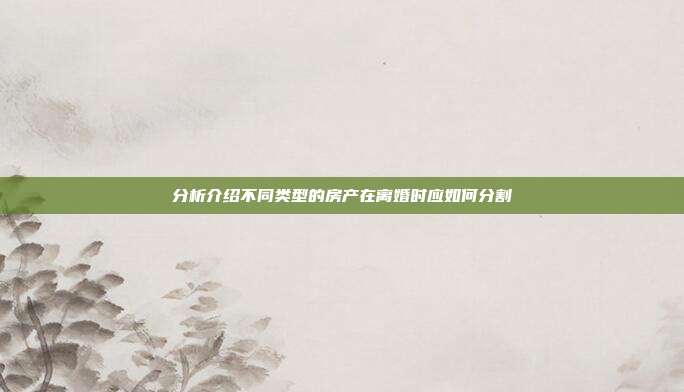 分析介绍不同类型的房产在离婚时应如何分割