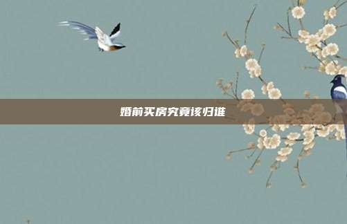 婚前买房究竟该归谁