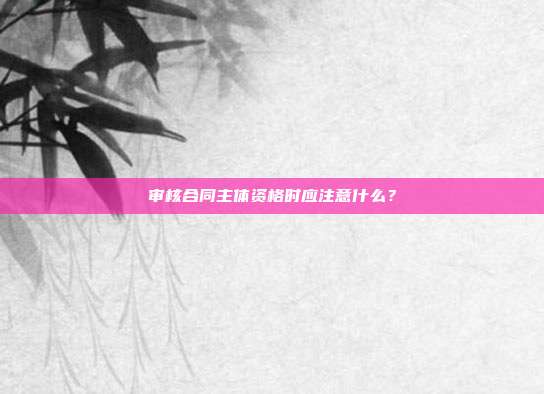 审核合同主体资格时应注意什么？