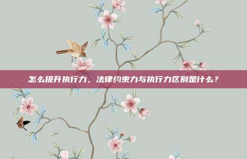 怎么提升执行力，法律约束力与执行力区别是什么？