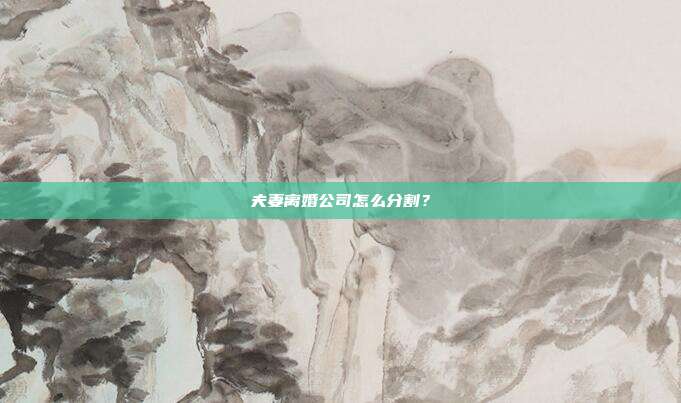 夫妻离婚公司怎么分割？