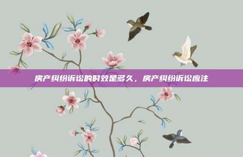 房产纠纷诉讼的时效是多久,房产纠纷诉讼应注