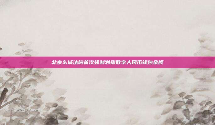 北京东城法院首次强制划拨数字人民币钱包余额