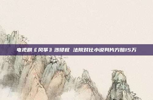 电视剧《风筝》涉侵权 法院对比小说判片方赔15万